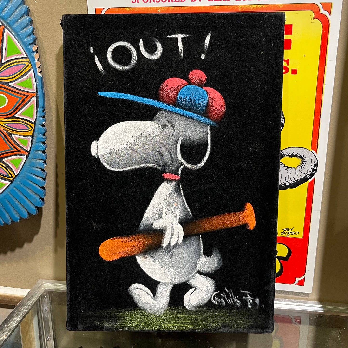 1970s Black velvet Snoopy painting. (No frame)
