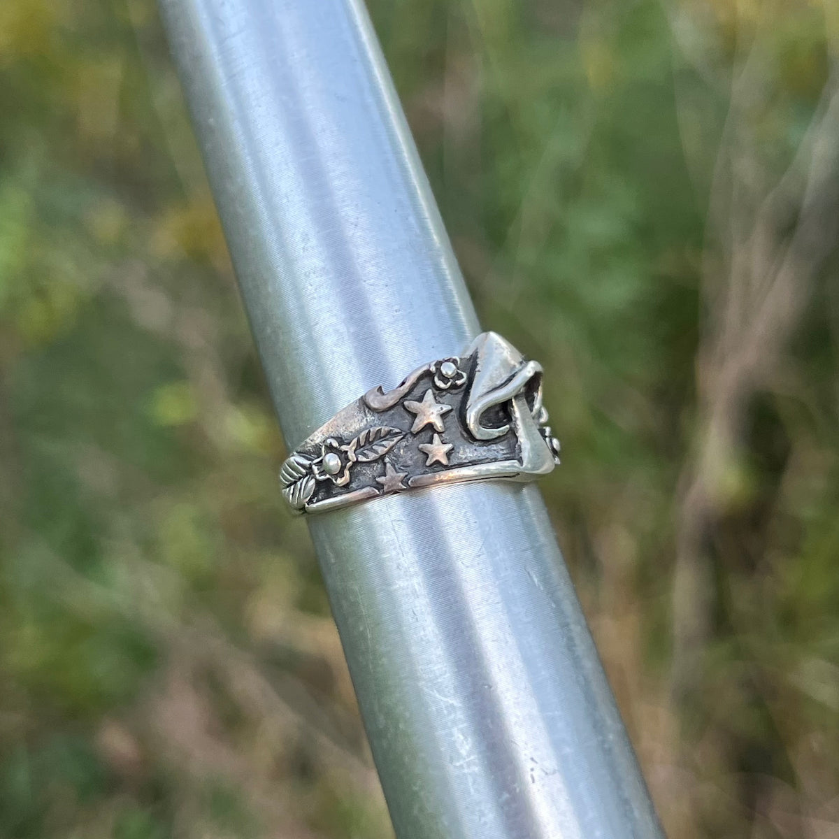 Sterling Silver magic mushroom ring. Size 6.75.