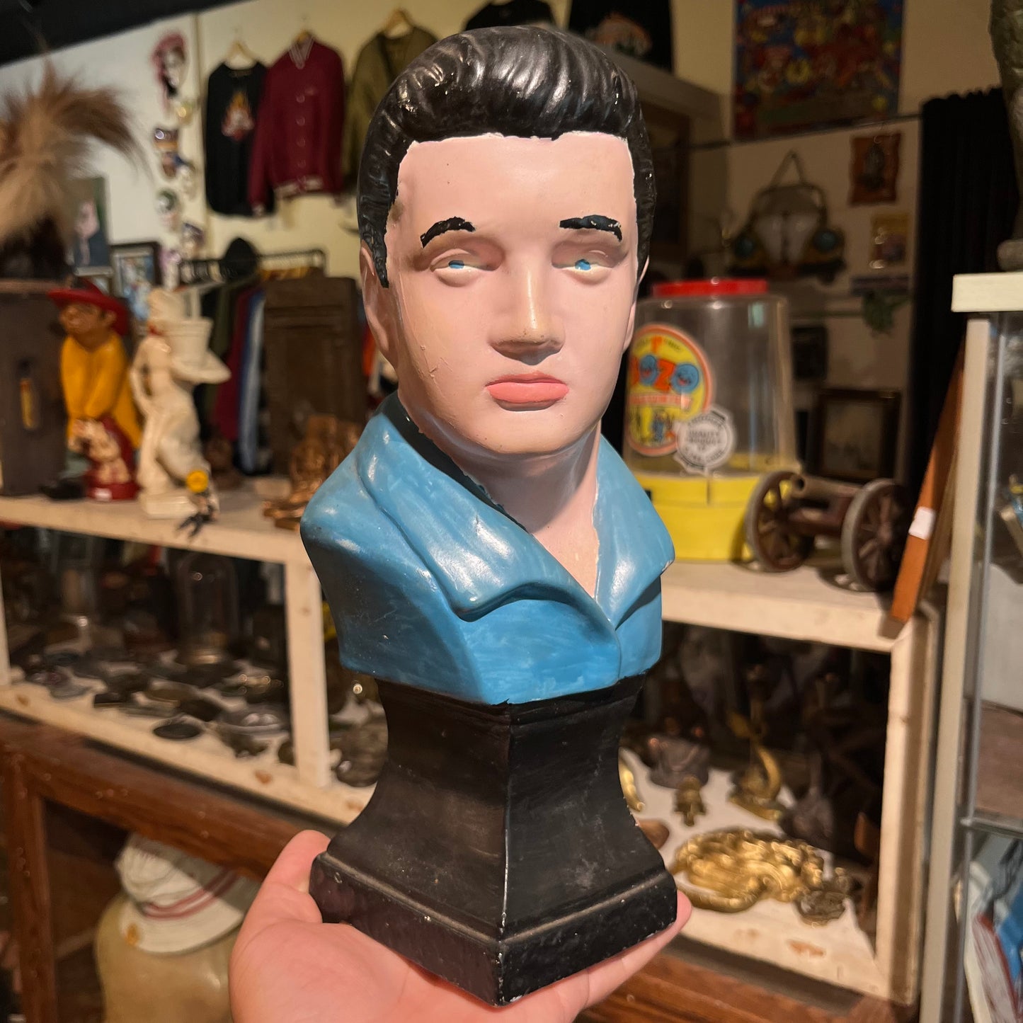 Vintage ceramic Elvis bust.