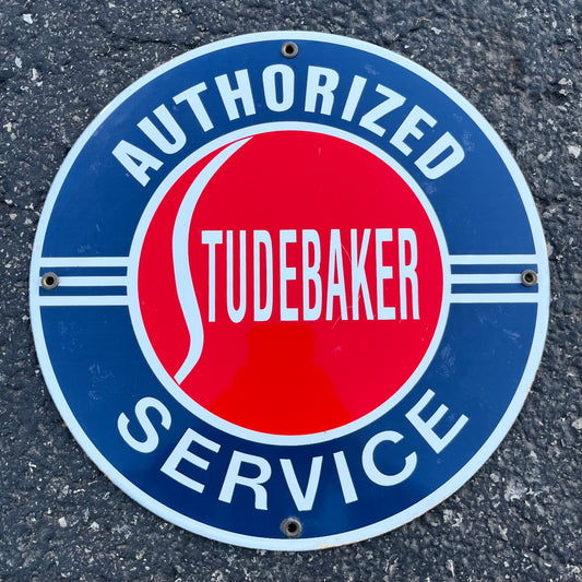 1980s Porcelain Studbaker “Authorized Service” sign.