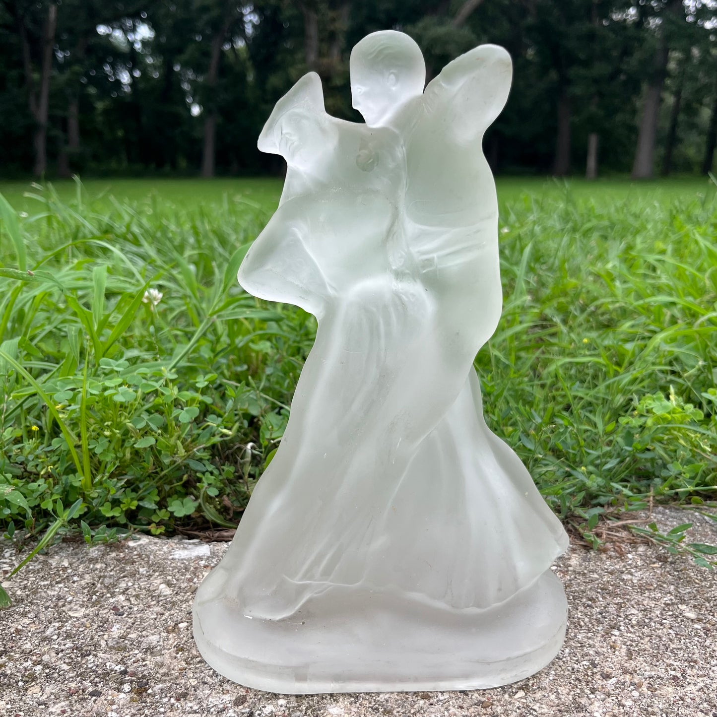 Vintage frosted glass dancer set.