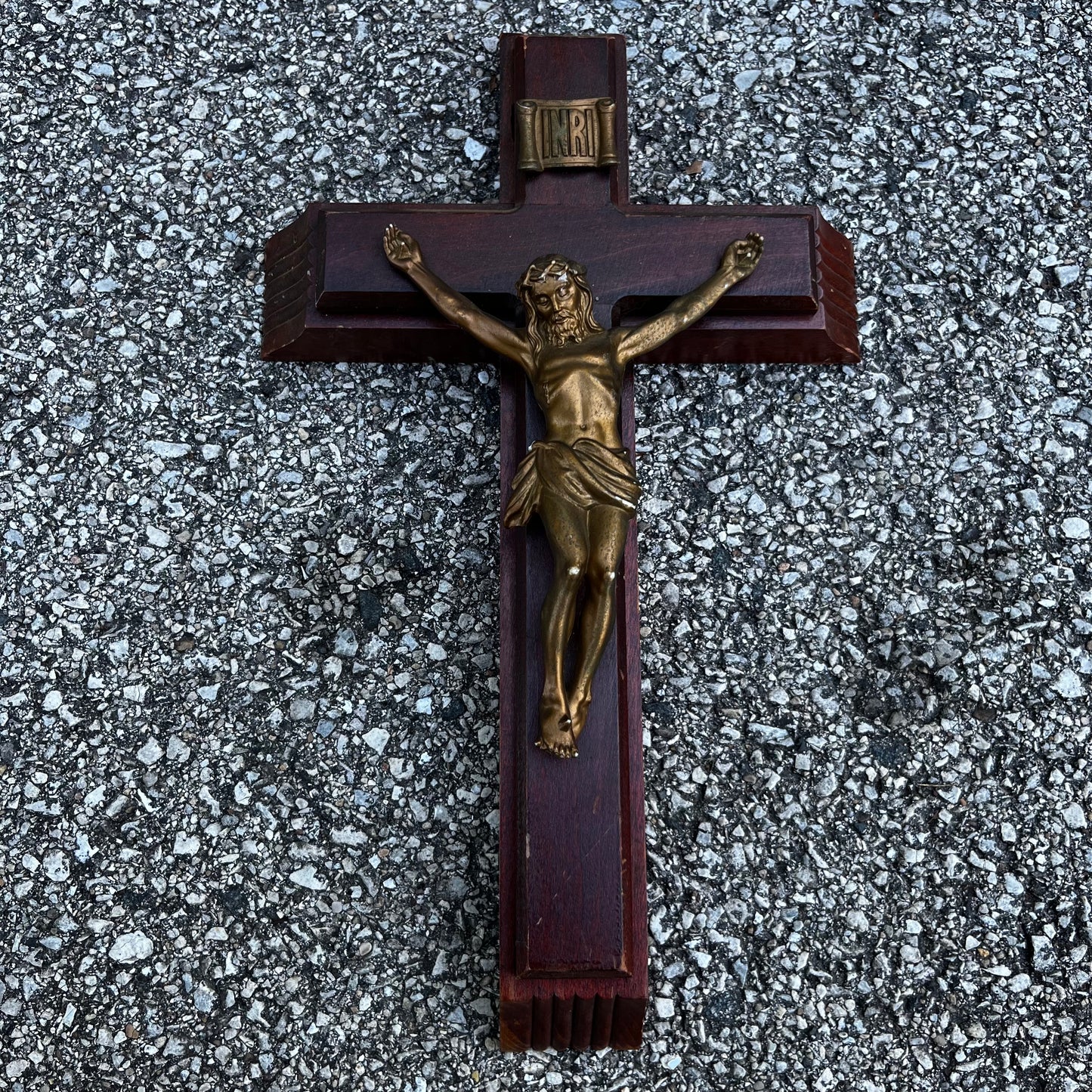 Vintage wooden sick call crucifix.