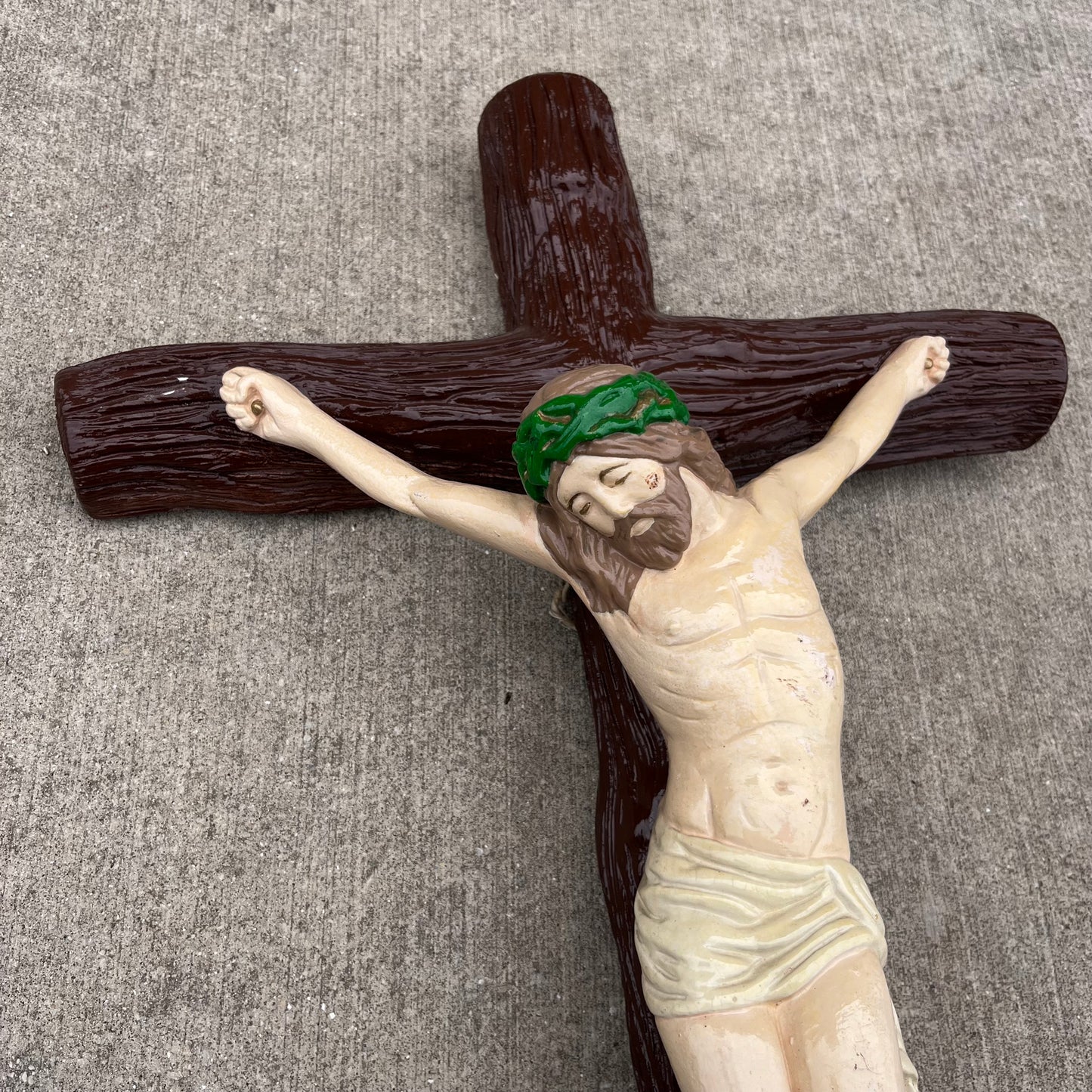 Large 1970s chalkware crucifix.