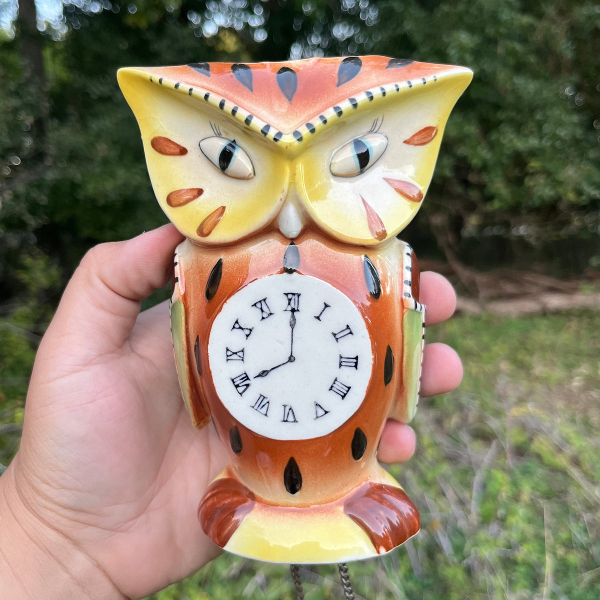 Vintage Owl clock wall pocket.
