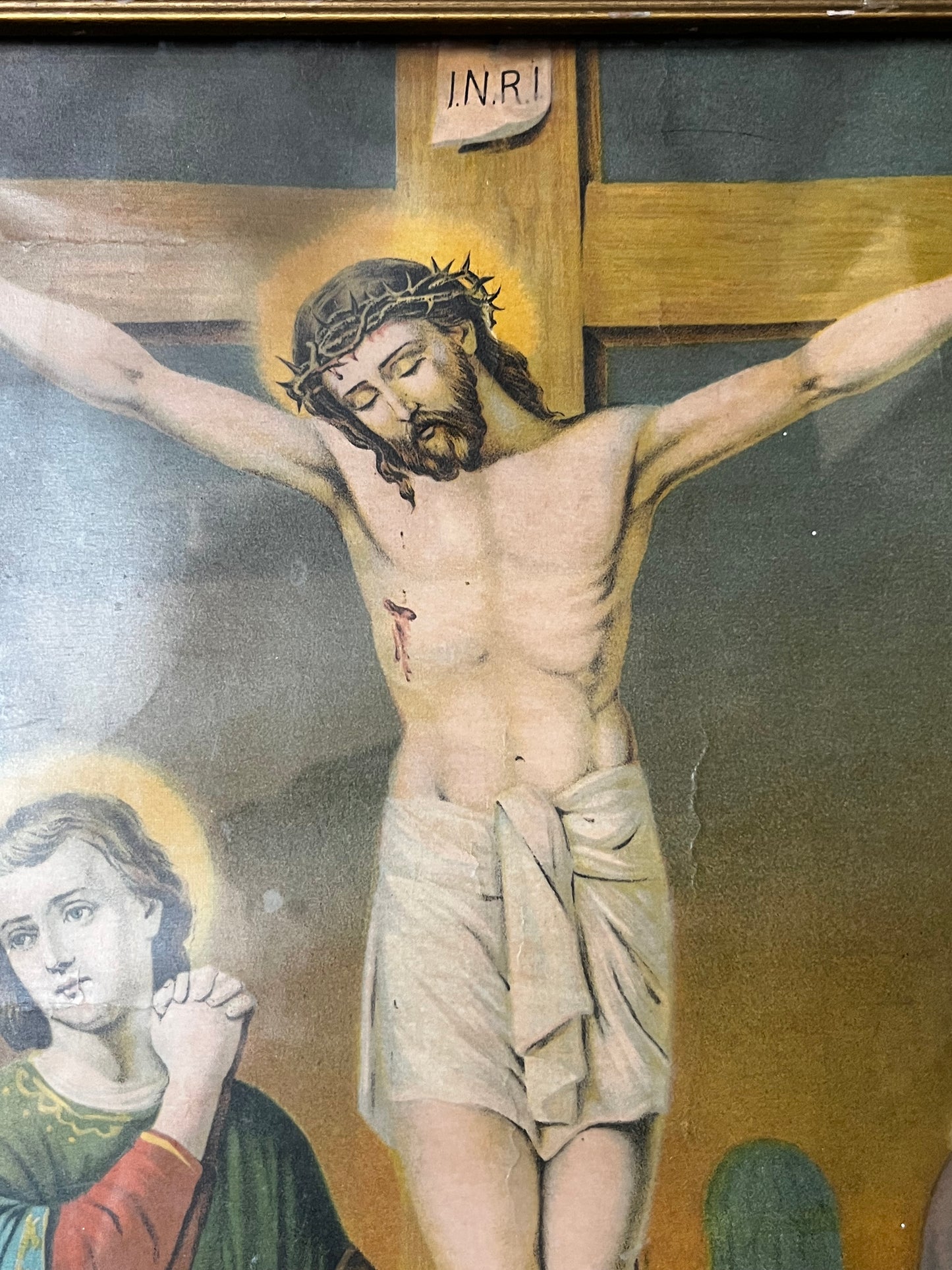 1940s Crucifixion of Christ lithograph.
