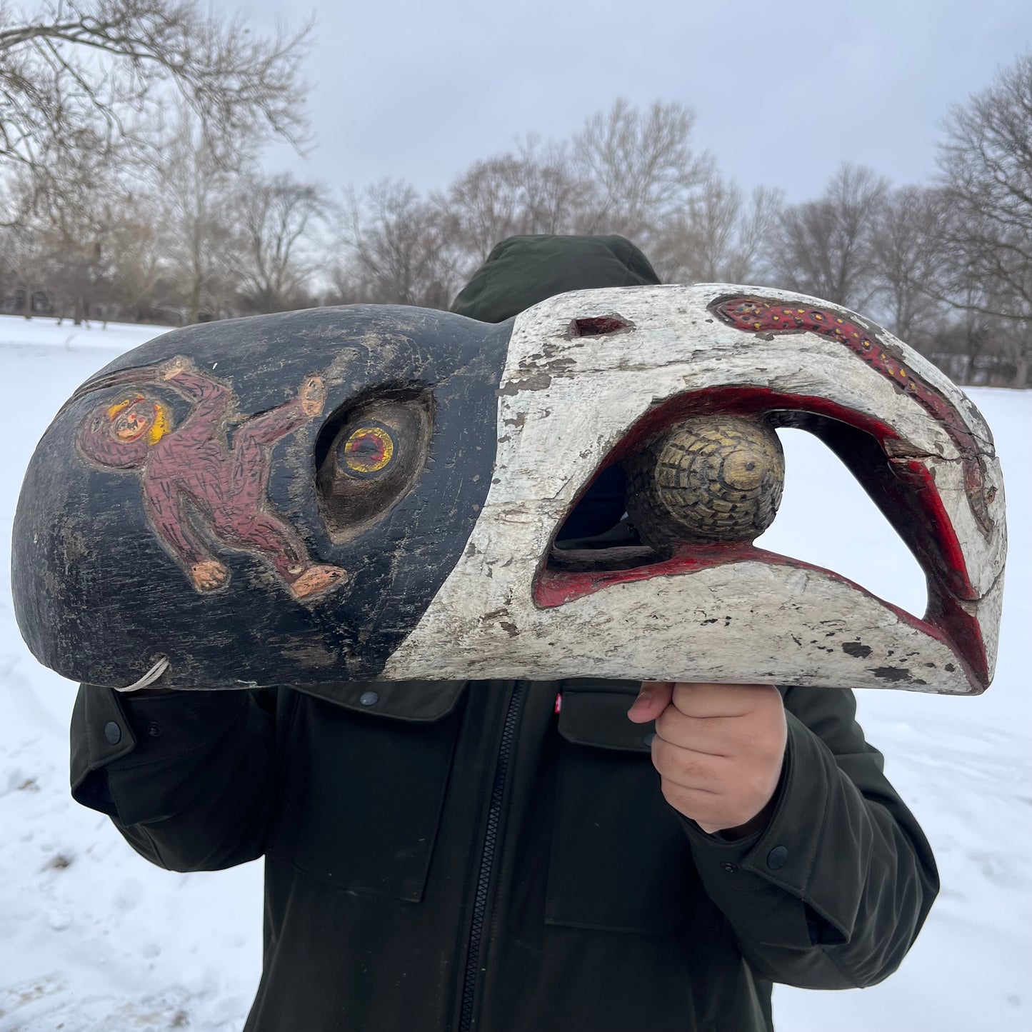 Early 1900s Wooden crow mask.
