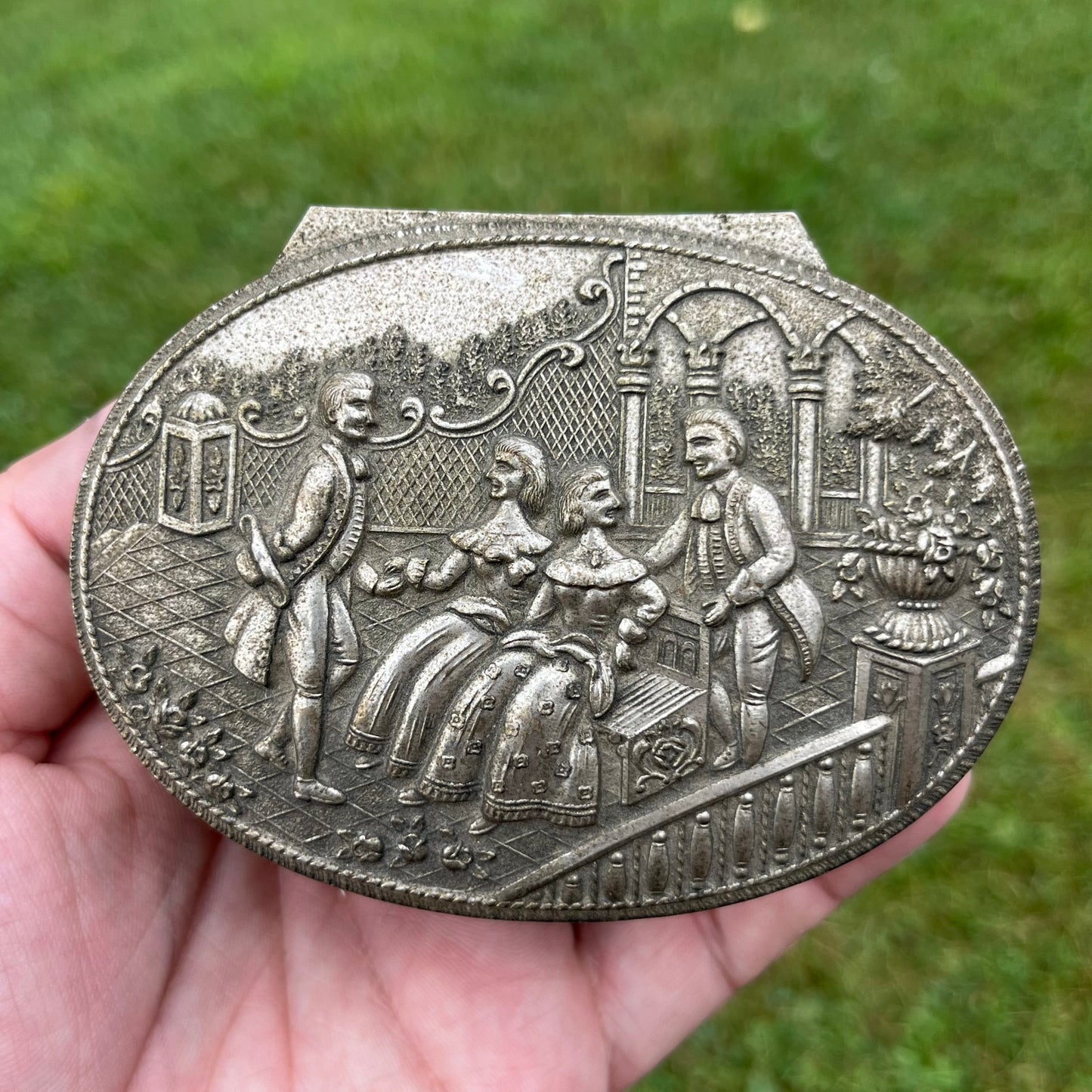 Vintage silver tone jewelry dish.