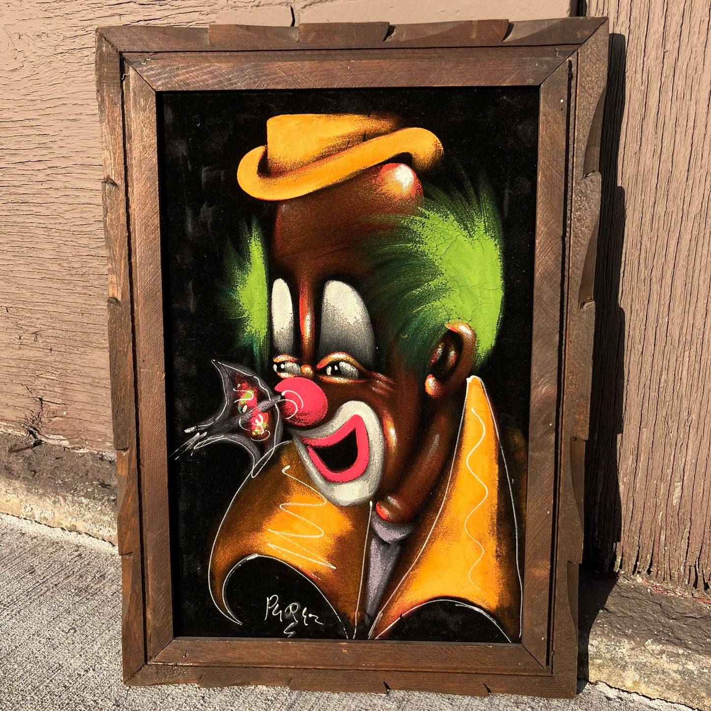 1970s Black velvet clown painting.