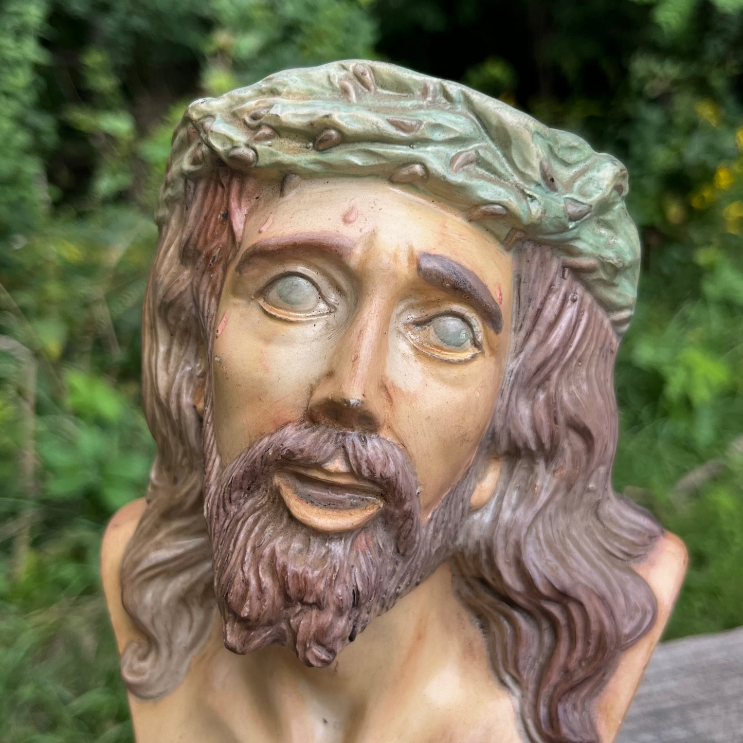 Vintage ceramic crown of thorns bust.