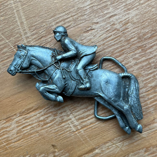 1980s Horse jocket belt buckle.