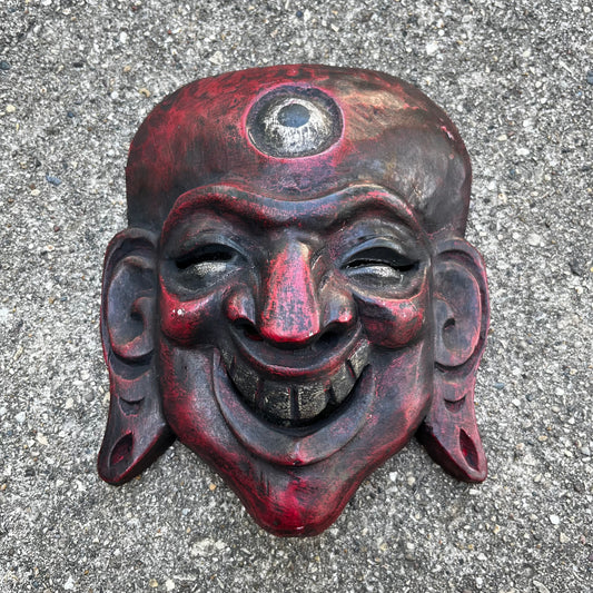 Vintage Nepali “Hotei” laughing Bhudda mask.