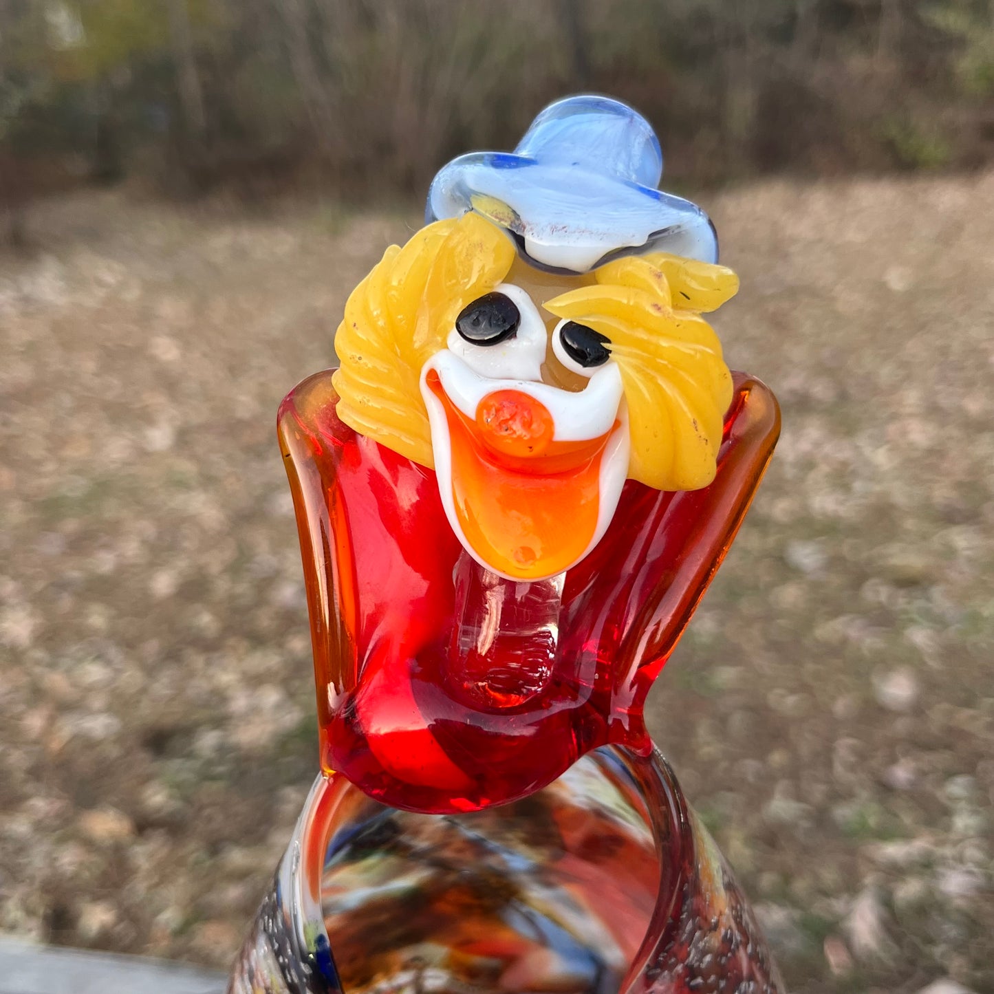 Vintage Murano glass clown candy dish.