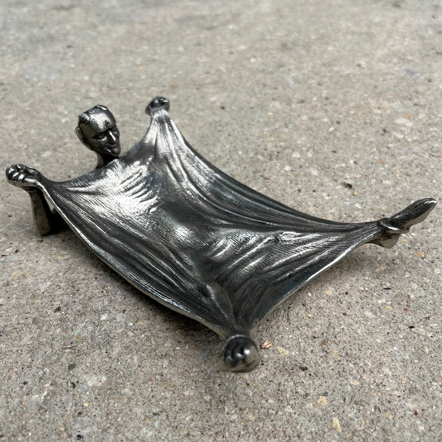 Vintage pewter Lucifer change dish.