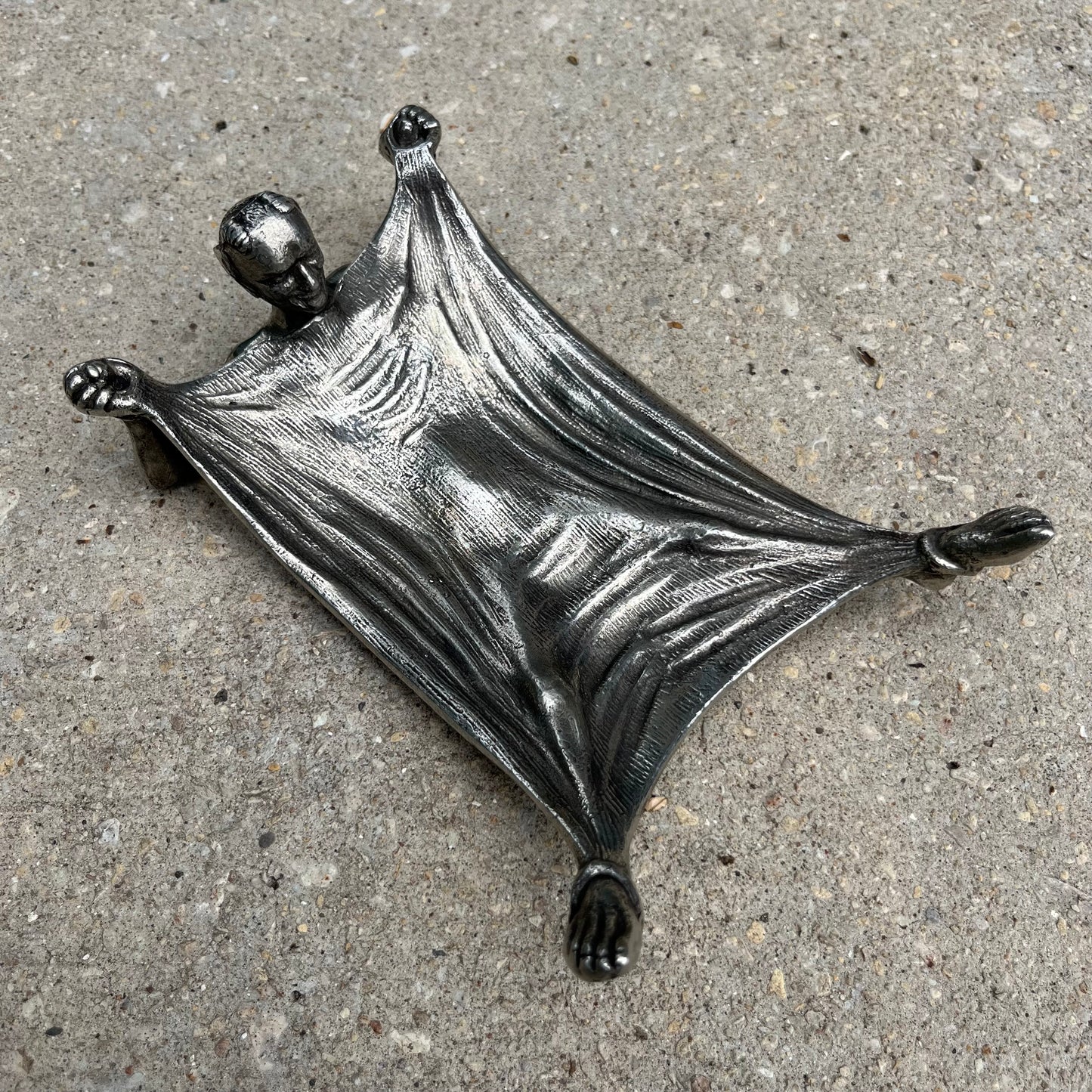 Vintage pewter Lucifer change dish.