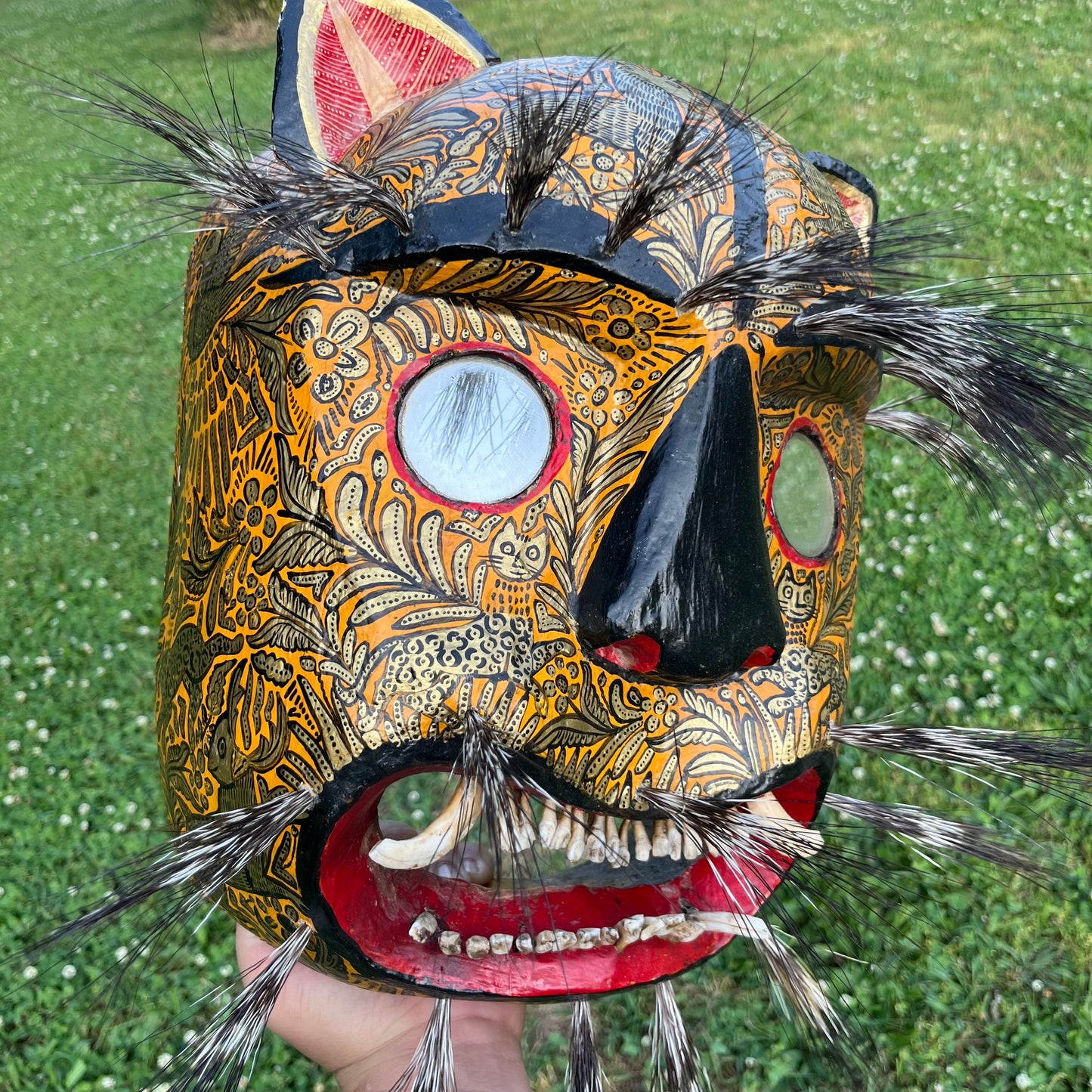 Vintage Danza Del Tigre jaguar mask.