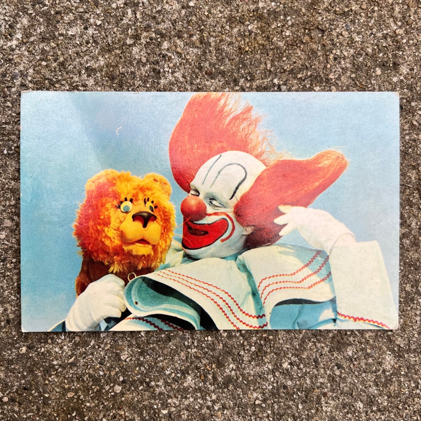 Vintage Bozo the clown postcard.