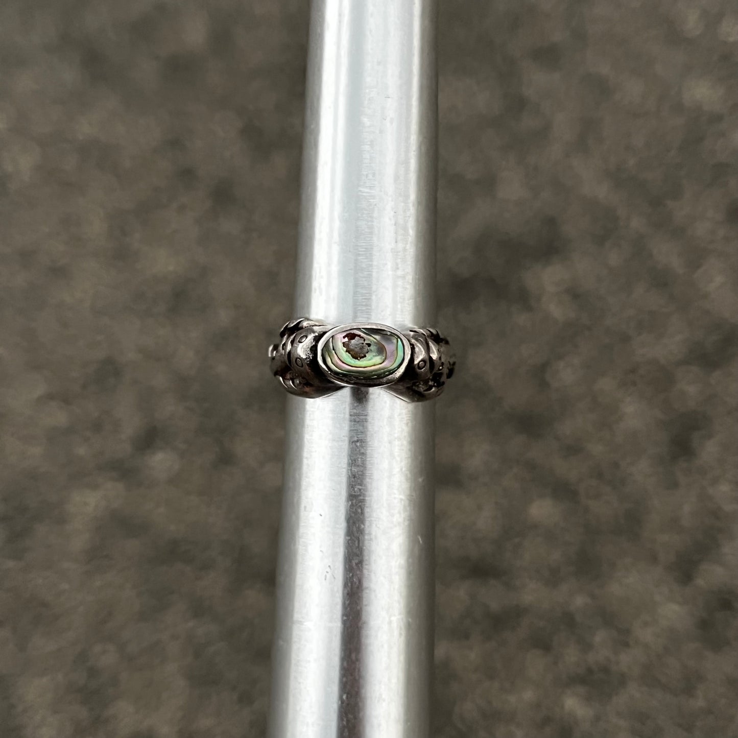 Vintage Sterling silver abalone seal ring. Size 7.