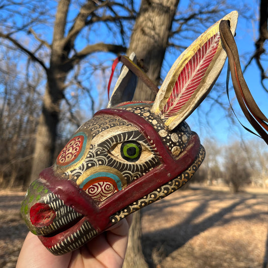 Vintage decorative burro wood carving.