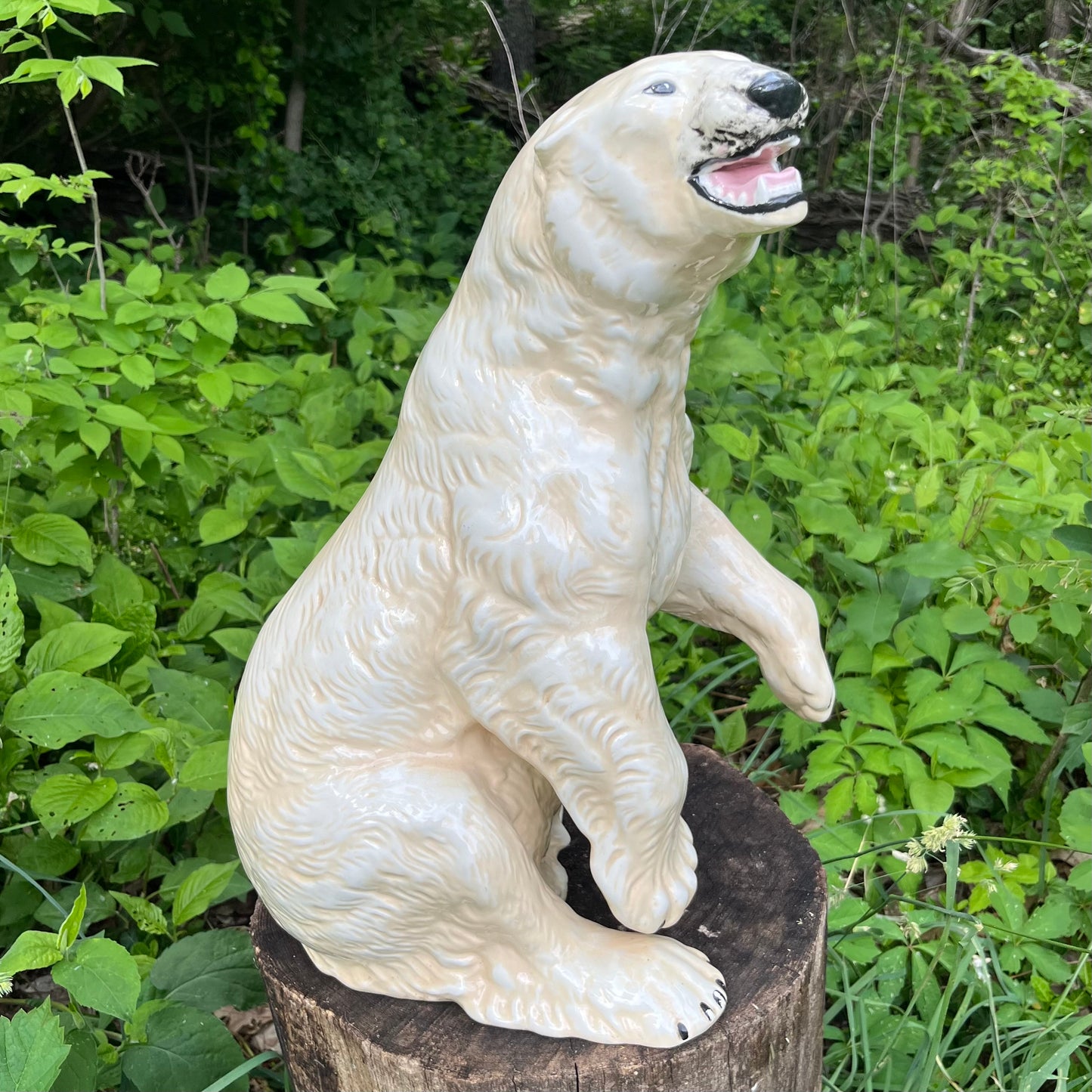 Large 1970s Ceramic polar bear statue.