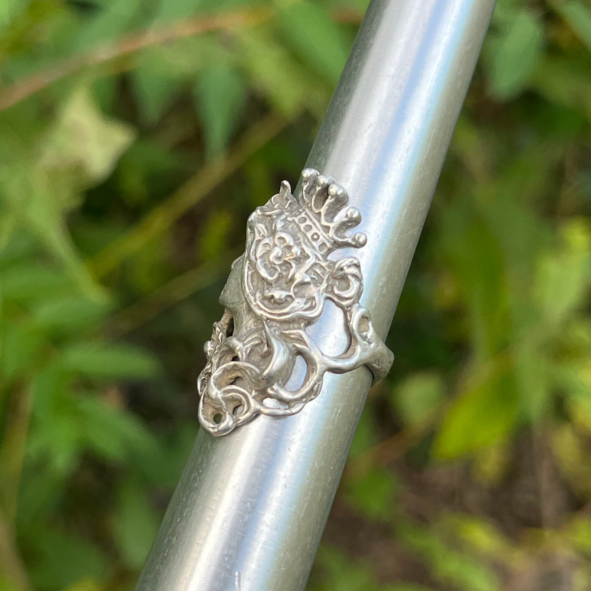 Vintage Sterling Silver art nouveau goddess ring. Size 6.25.