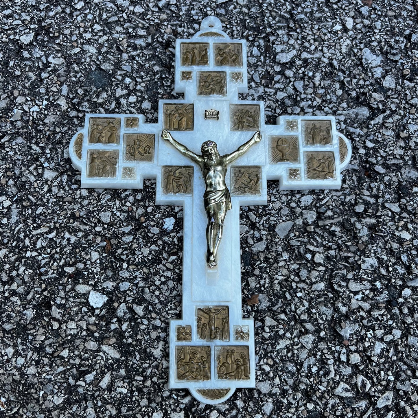 Vintage 12 stations of the cross crucifix.