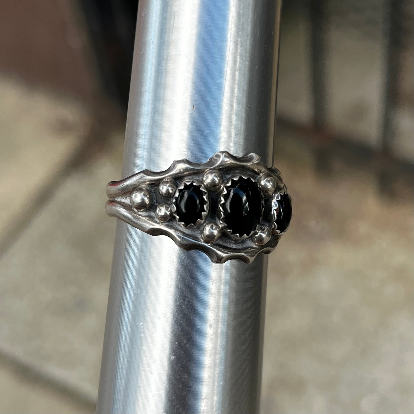 Vintage Sterling silver Onyx ring. Size 14.5.