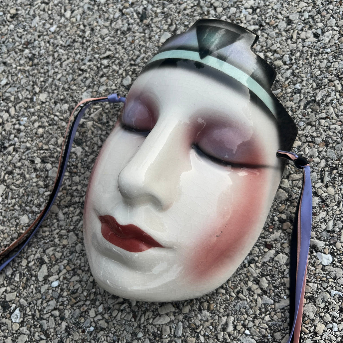 1980s Ceramic clay art mask.