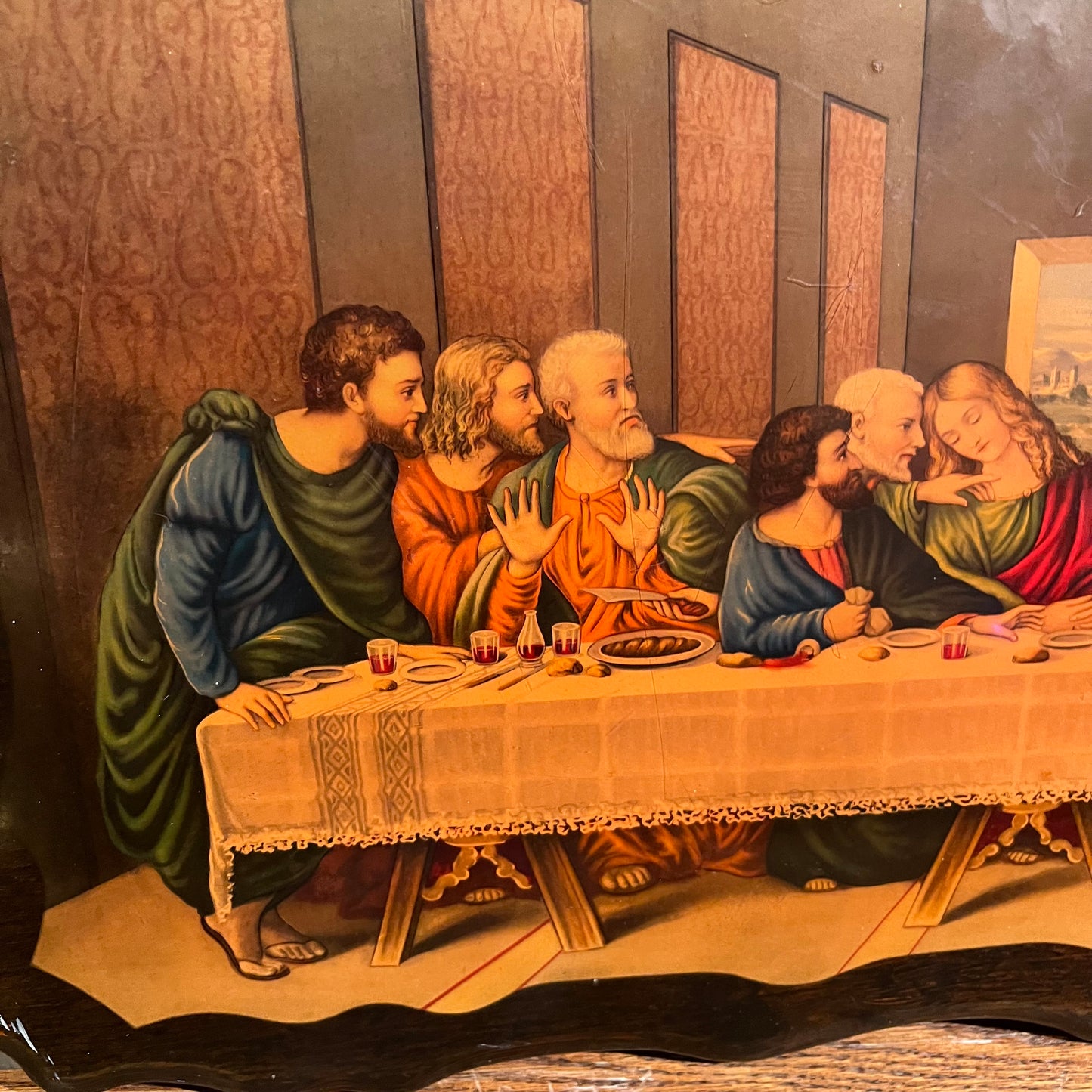 1980s Wooden last supper plaque.
