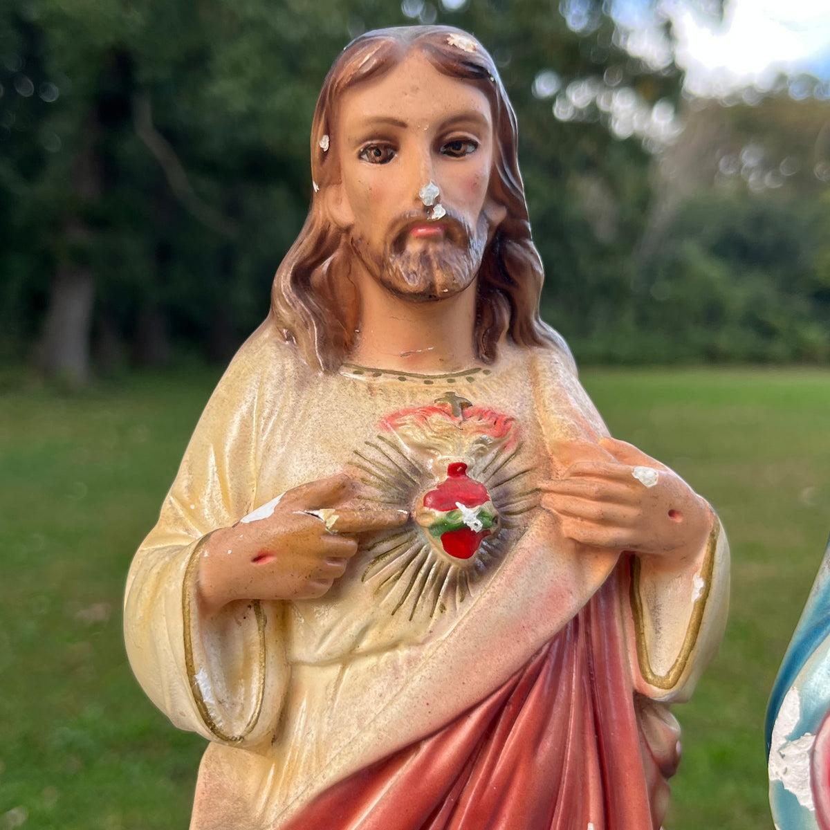 1960s/1970s Sacred heart of Christ & Immaculate heart of Mary statues.