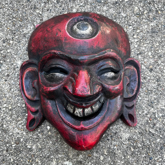 Vintage Nepali “Hotei” laughing Bhudda mask.