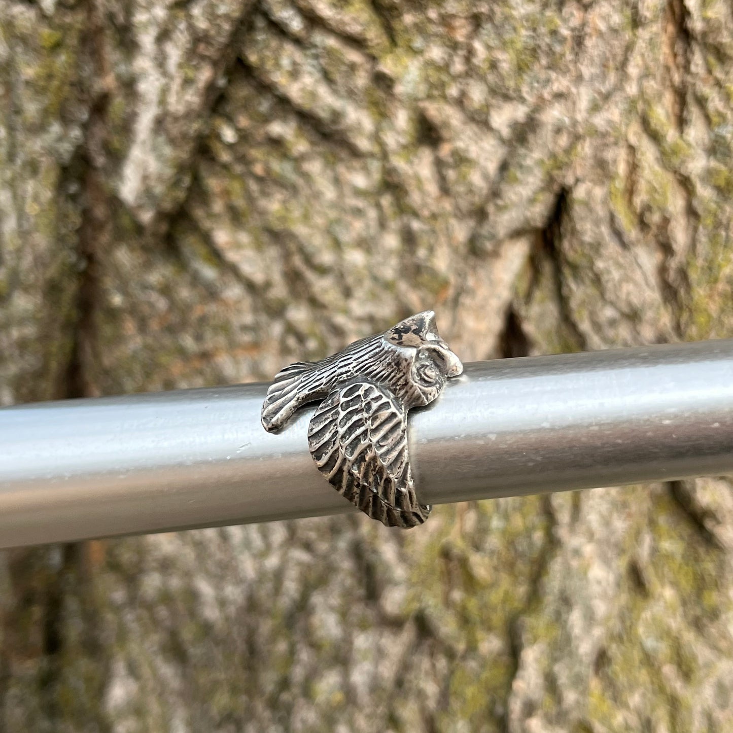 Vintage sterling silver owl ring. Size 6.5.