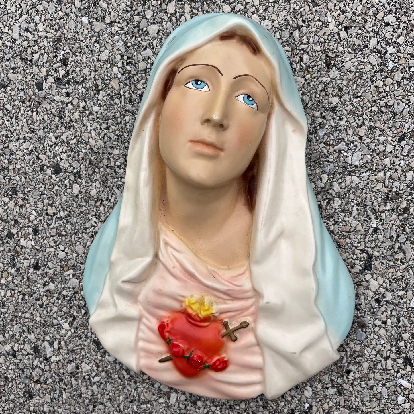 1950s Chalkware Immaculate heart of Mary bust.