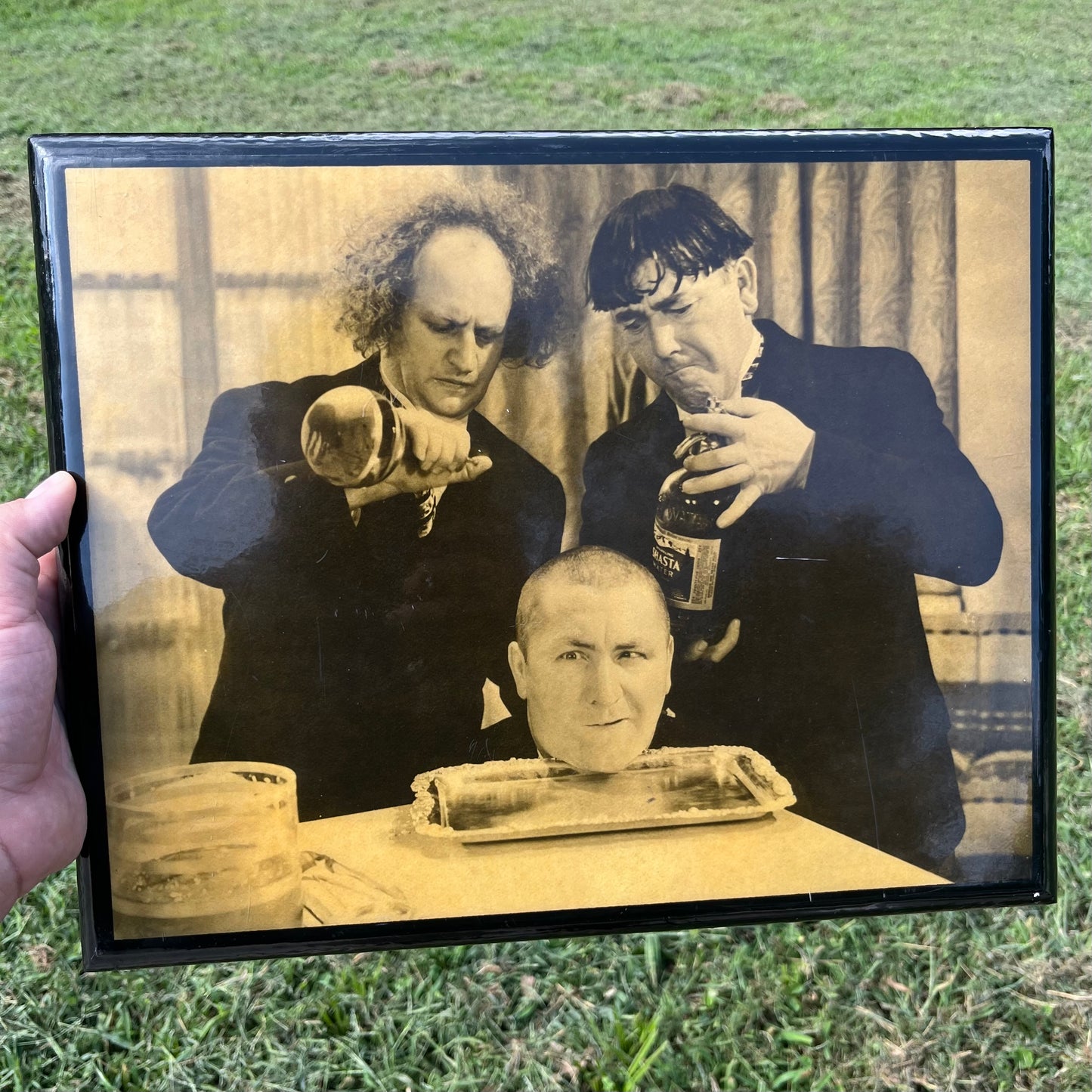 1980s Laquered Three Stooges poster.