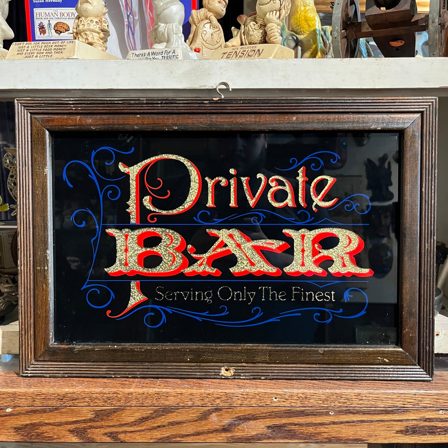 Vintage foil art “Private Bar” sign.