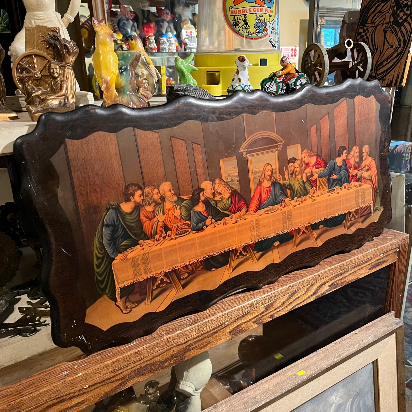 1980s Wooden last supper plaque.