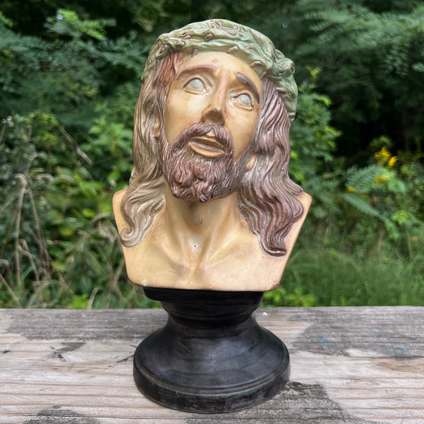 Vintage ceramic crown of thorns bust.