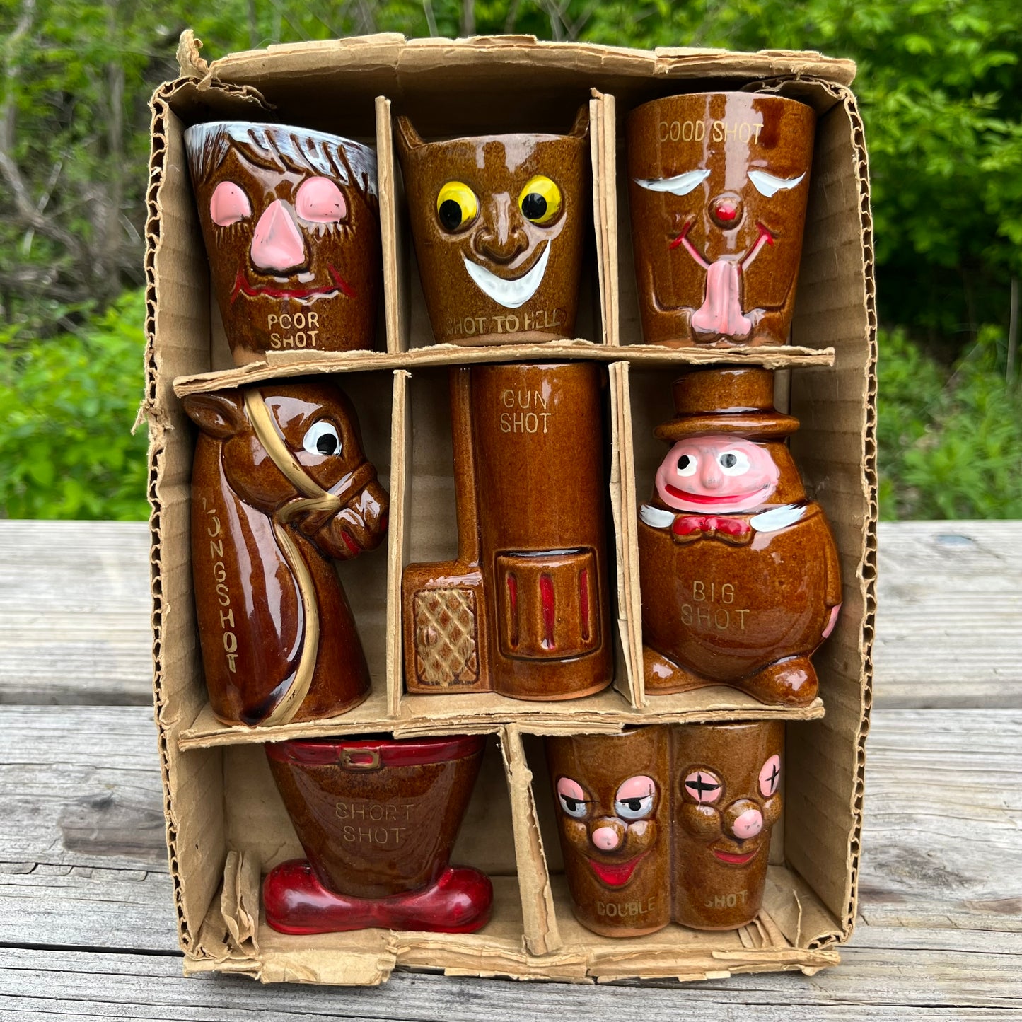 1950s Novelty shot glass set.