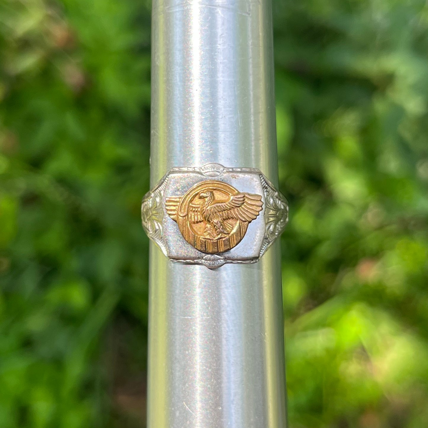 Vintage Sterling silver Ruptured Ducks ring. Size 12.