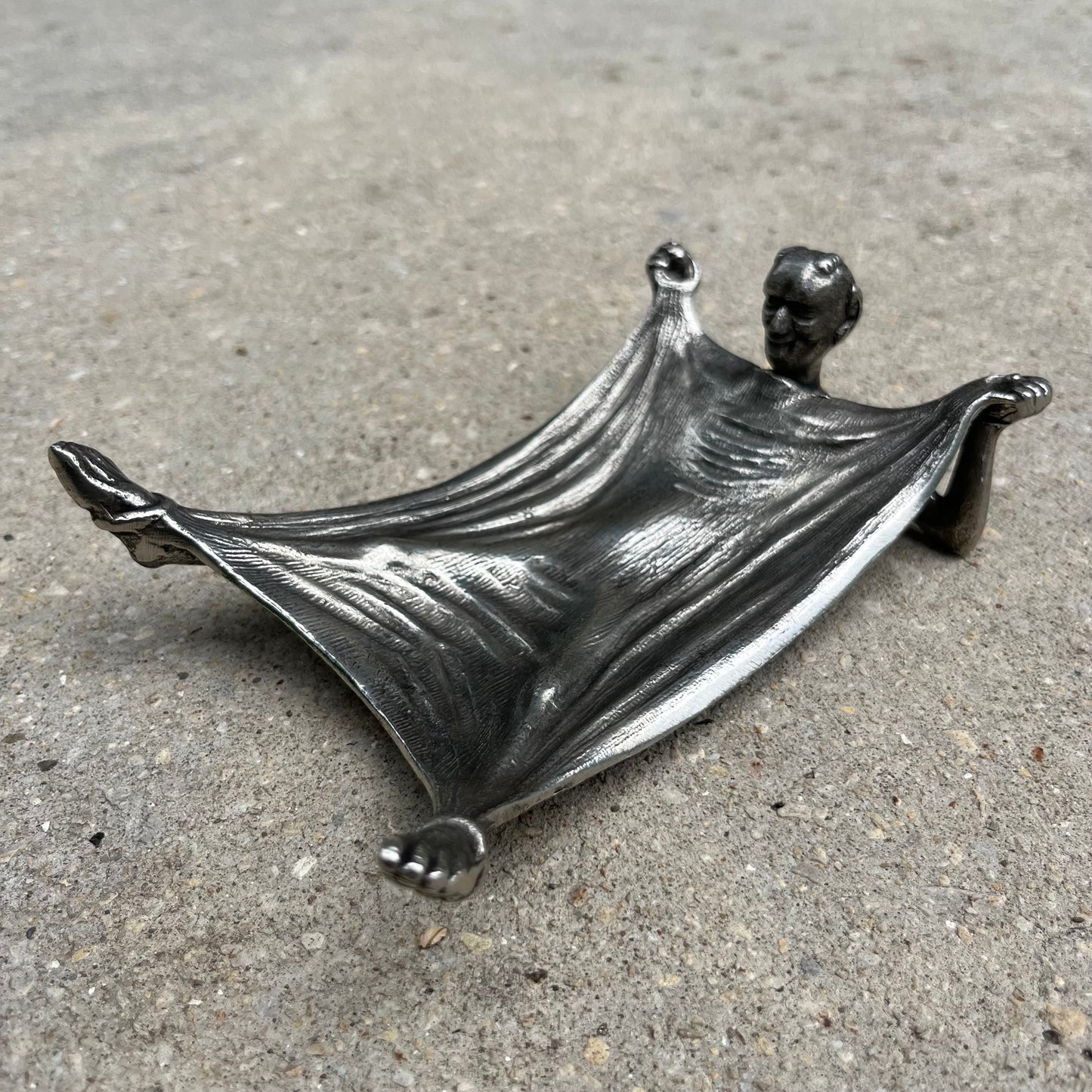 Vintage pewter Lucifer change dish.