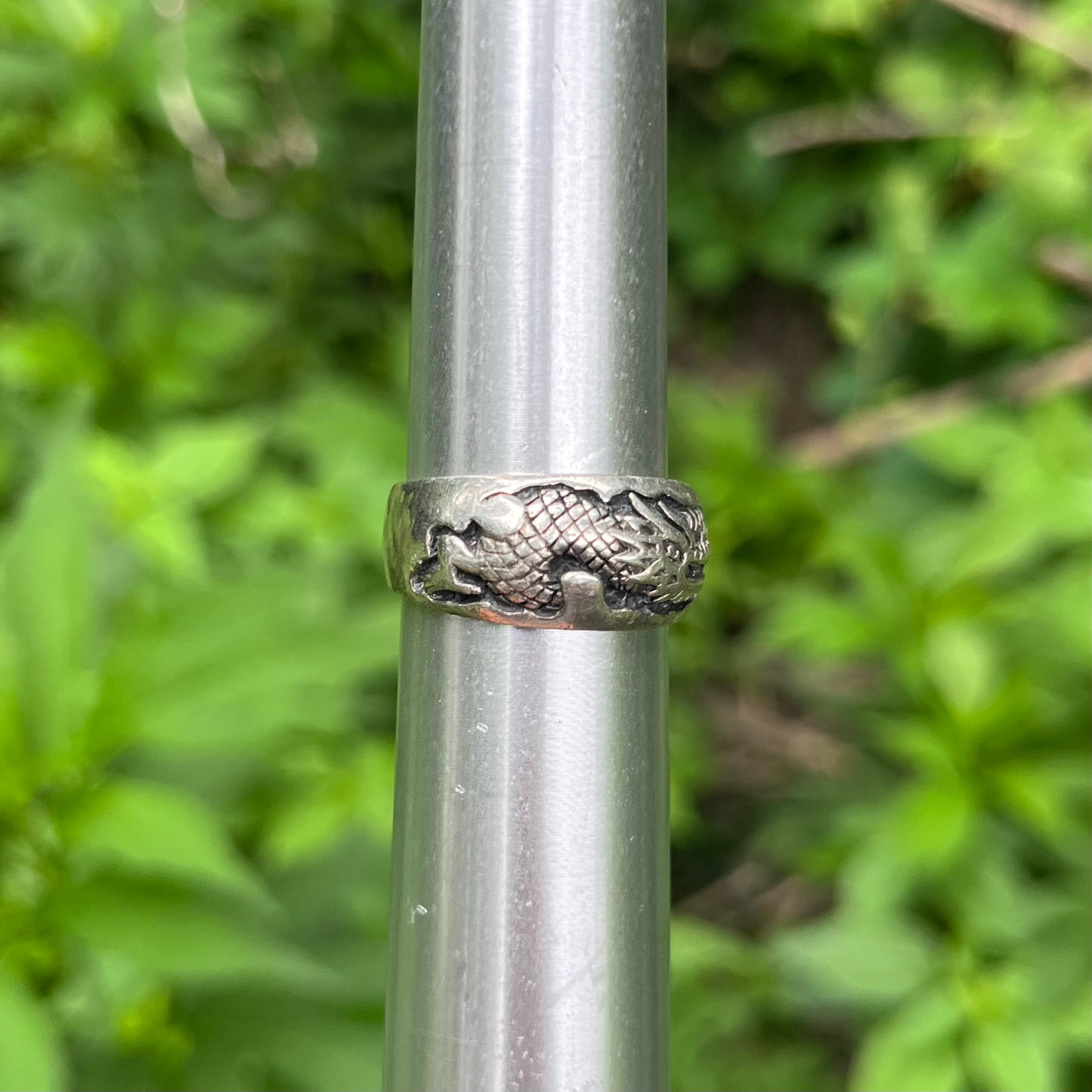 Vintage Sterling silver dragon ring. Size 10.75.