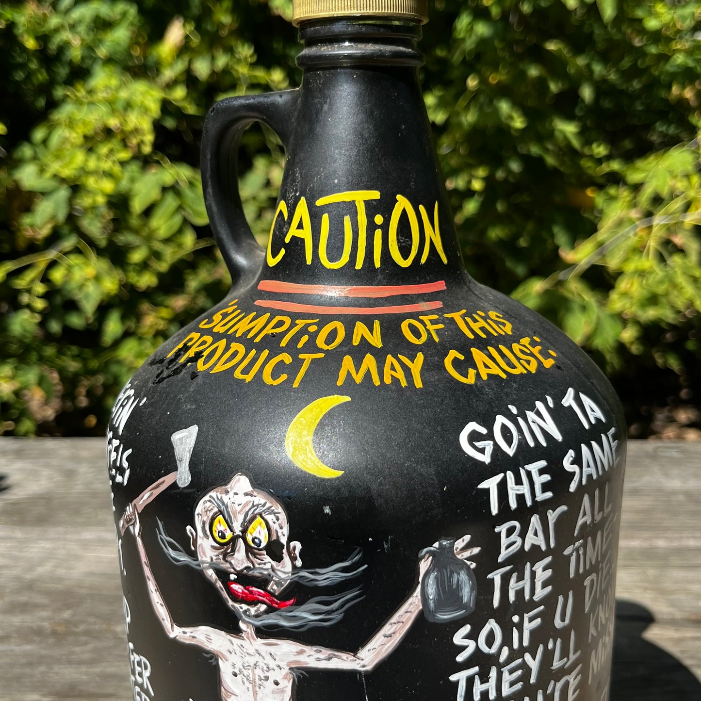 90s Hand painted Moonshine jug.