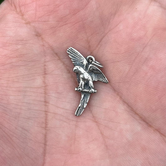 Vintage Sterling silver parrot charm.