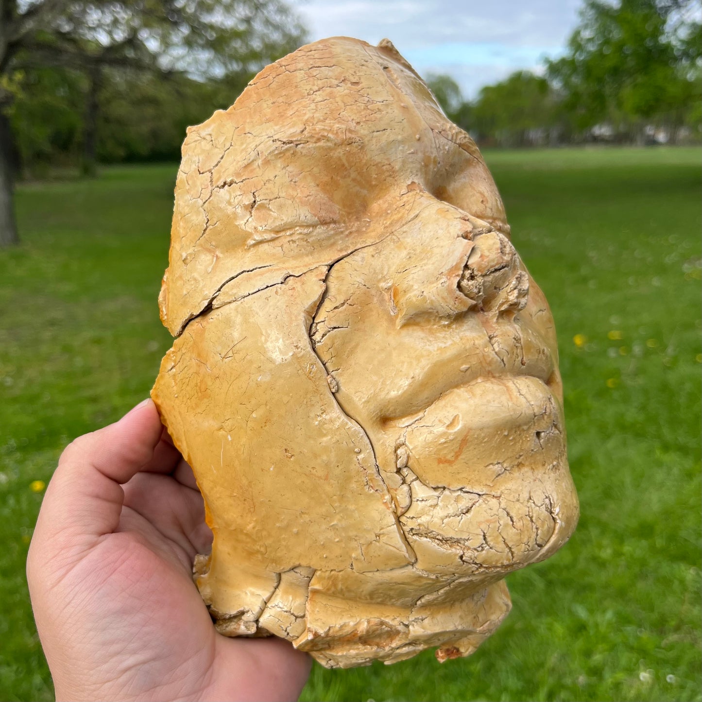 90s Hand crafted clay “Death mask” inspired sculpture.