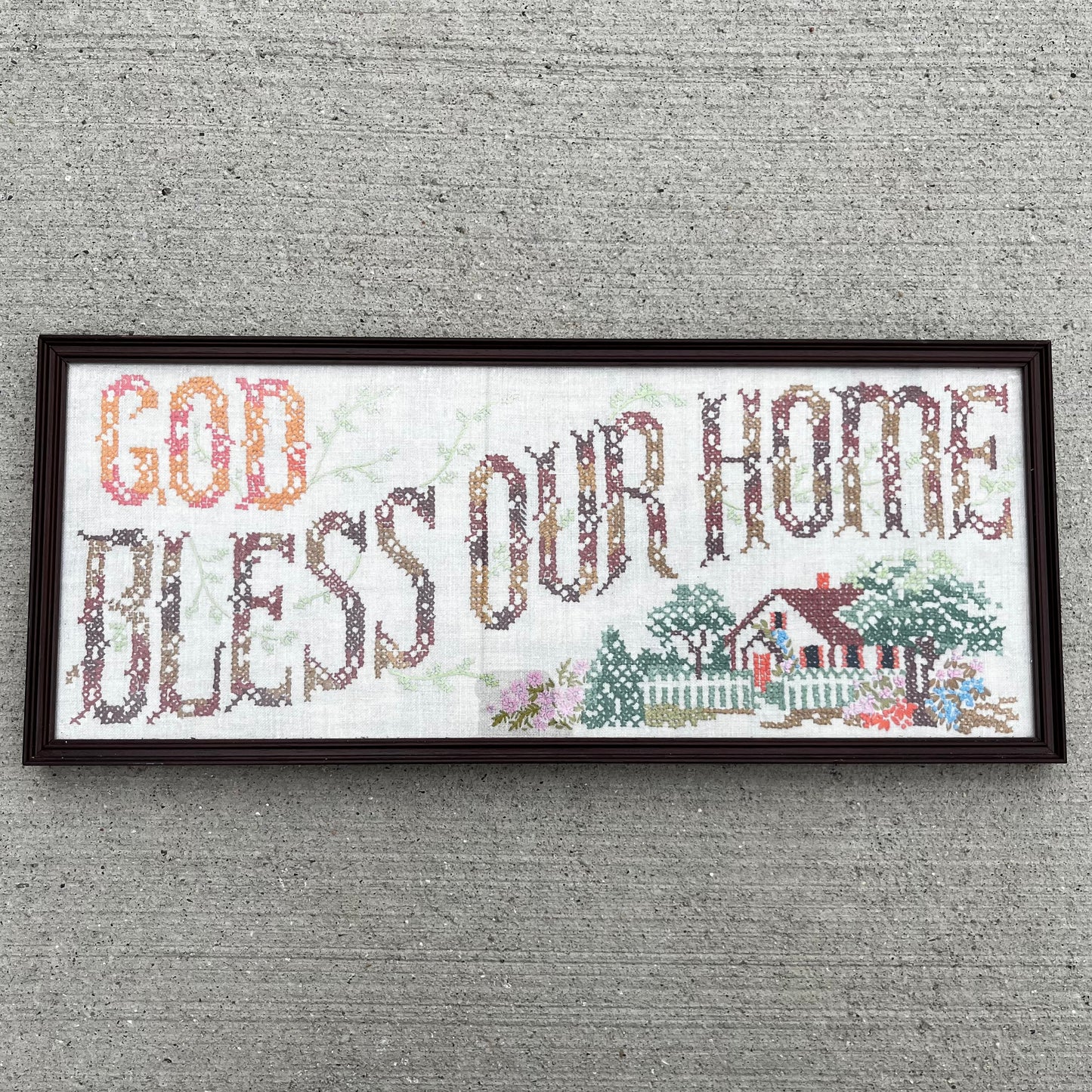 Vintage “God Bless our home” needlepoint.