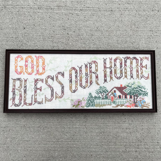 Vintage “God Bless our home” needlepoint.