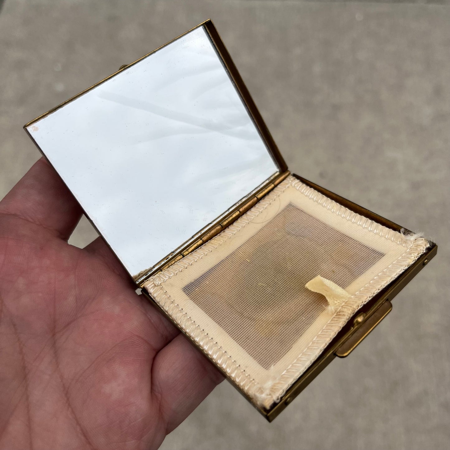 Vintage mother of pearl compact mirror.