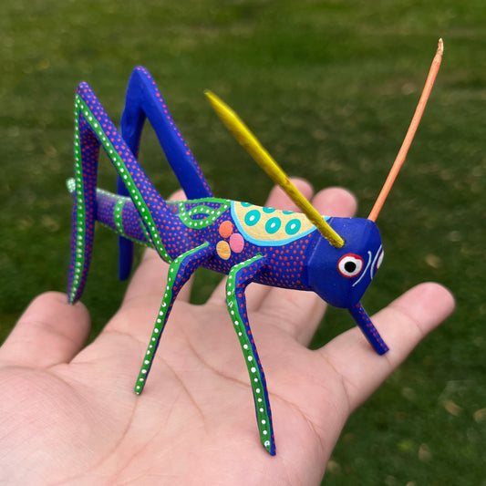 90s Hand crafted Oaxacan grasshopper Alebrije.
