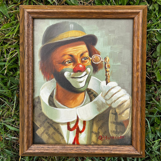 1980s Framed clown painting.