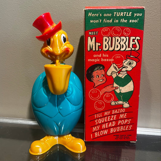 1950s Mr. Bubbles the turtle, bubble blower.