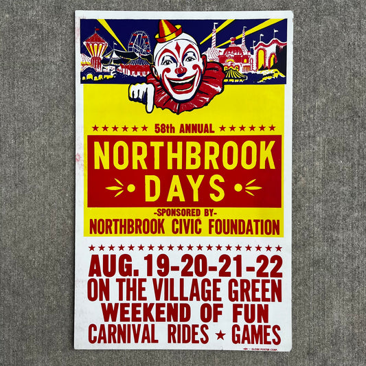 1982 Northbrook days circus clown poster.